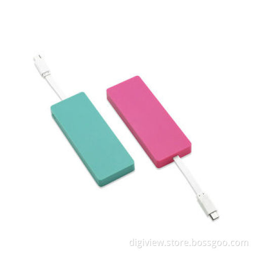 Smart power bank, built-in line with connector, portable, 3,000mAh